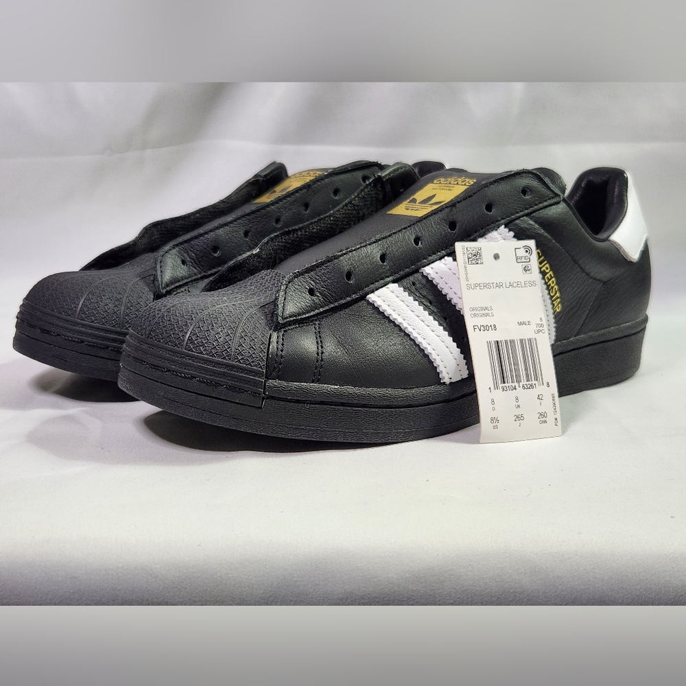 🔥 Rare Adidas Slip-On Superstar "Laceless Edition" Men's size 8.5 Black